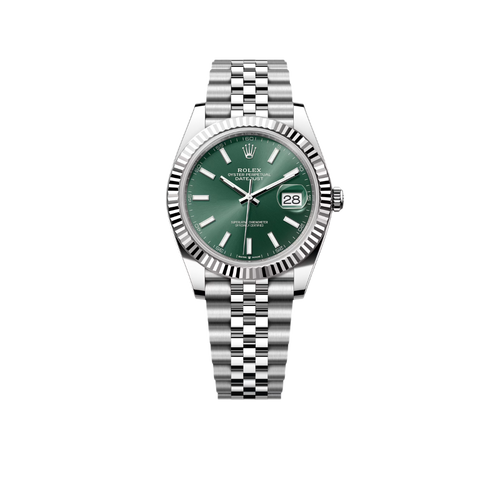 Datejust 41mm Steel White Gold Mint Green Dial Mens Watch 126334-0028