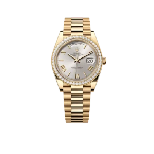 Day-Date 40 mm Yellow Gold Diamond Bezel Silver Dial M228348rbr-0007