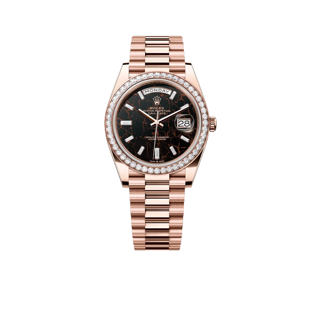 Day-Date 40 228345RBR Rose Gold Eisenkiesel Diamond Dial Diamond Bezel