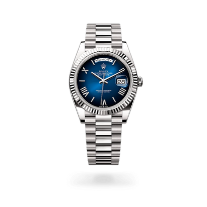 Day-date Oyster Perpetual 40mm White Gold Blue Ombré Dial, Fluted bezel M228239-0076