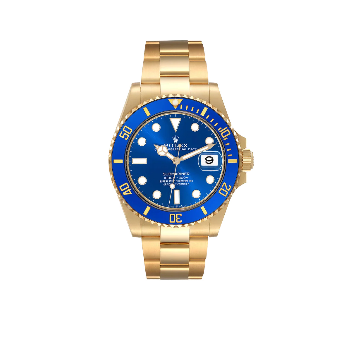 Submariner 41mm Yellow Gold Blue Dial Bezel Mens Watch 126618
