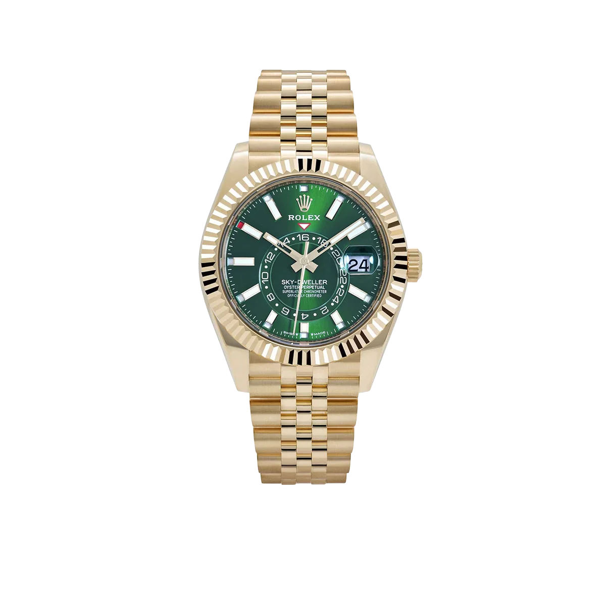 Sky-Dweller 42mm Yellow Gold Bright Green Dial Jubilee 336938 (2025)