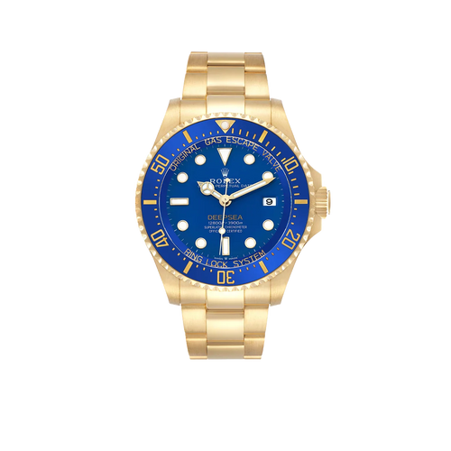 Seadweller Deepsea 44mm Yellow Gold Blue Dial Mens Watch 136668