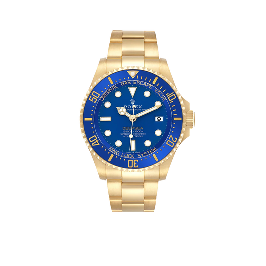 Seadweller Deepsea 44mm Yellow Gold Blue Dial Mens Watch 136668