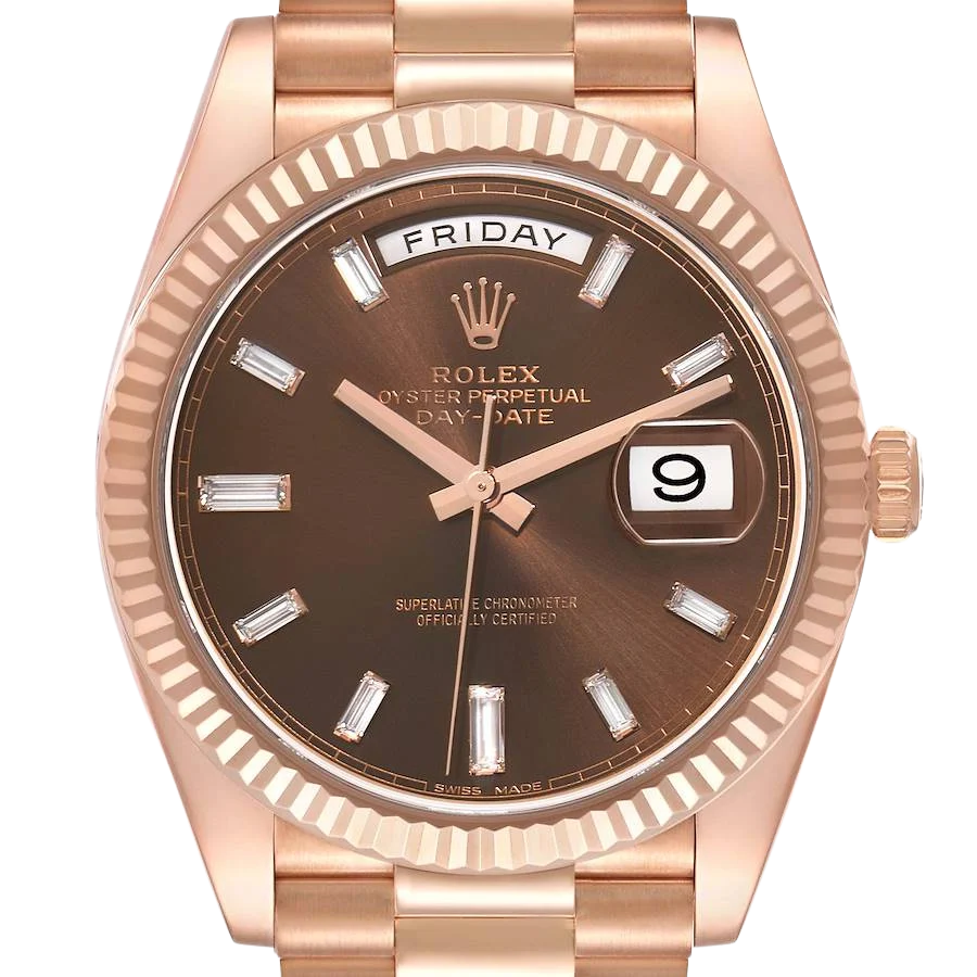 President Day-Date 40mm Rose Gold Chocolate Diamond Watch 228235