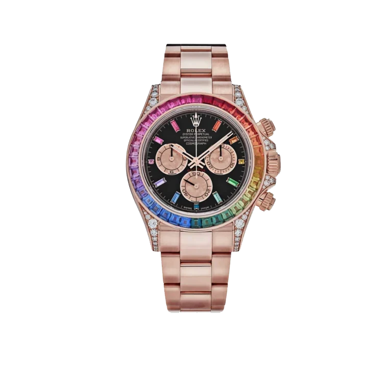 Daytona 116595RBOW Rainbow Rose Gold Black Dial Sapphire Bezel