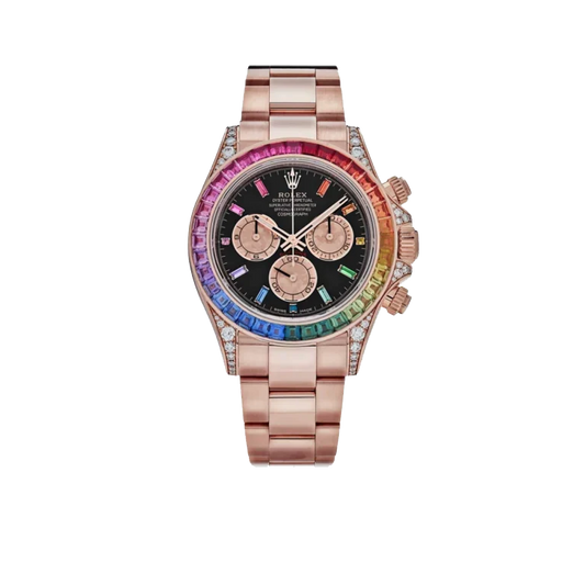 Daytona 116595RBOW Rainbow Rose Gold Black Dial Sapphire Bezel