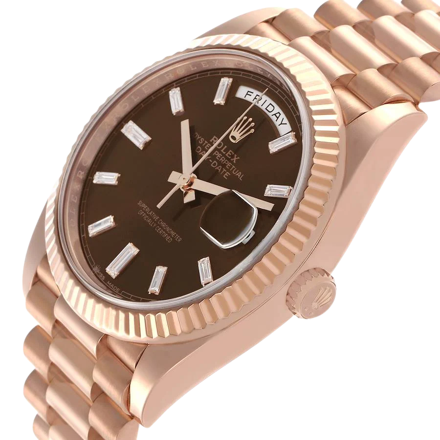 President Day-Date 40mm Rose Gold Chocolate Diamond Watch 228235