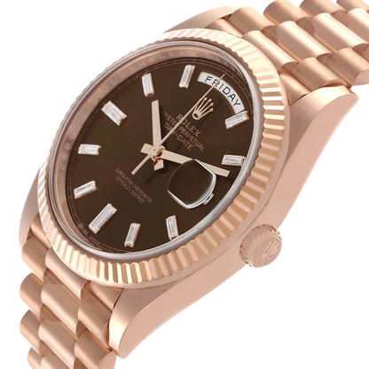 President Day-Date 40mm Rose Gold Chocolate Diamond Watch 228235