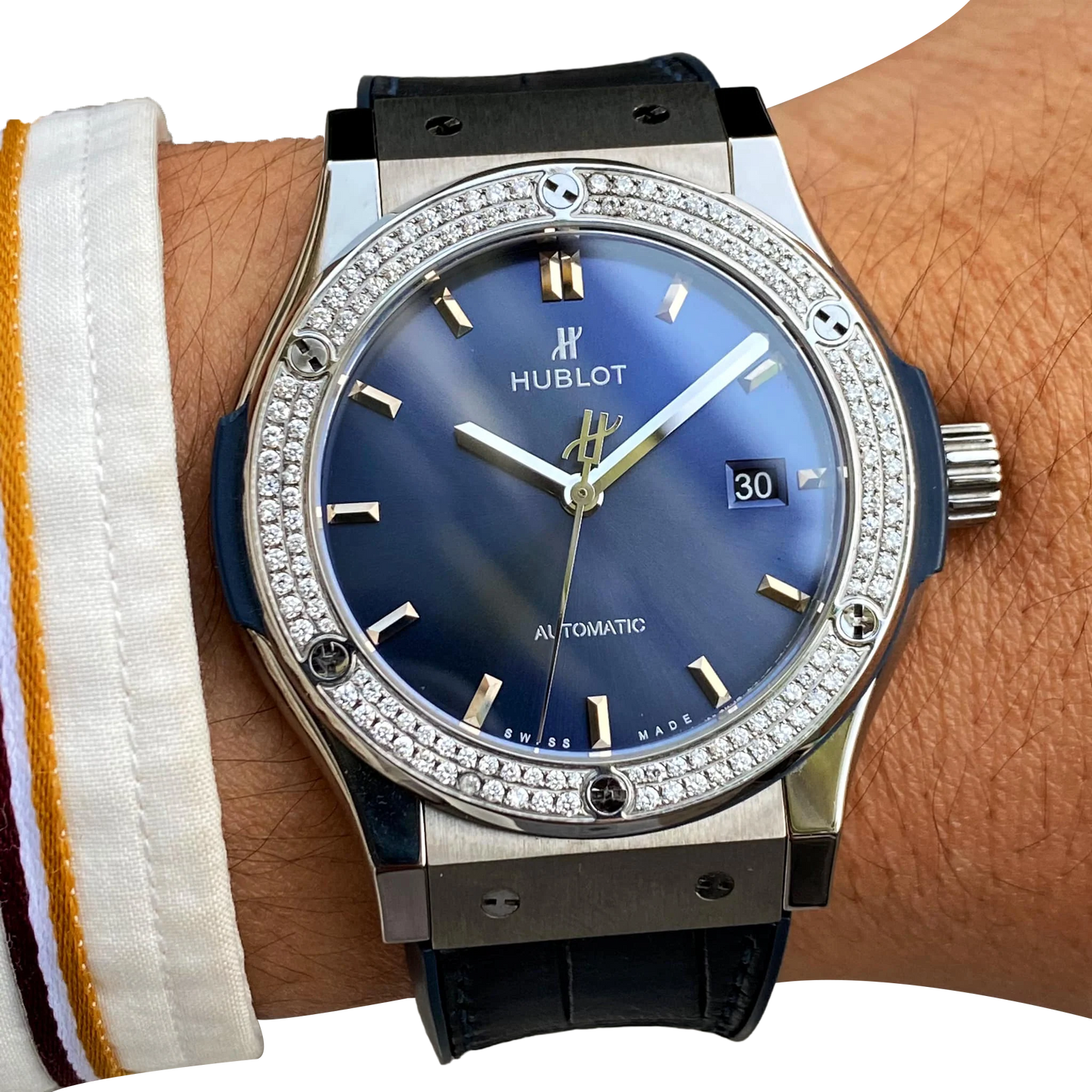 Classic Fusion Blue Titanium 42mm Diamond Benzel 542.NX.7170.LR.1104