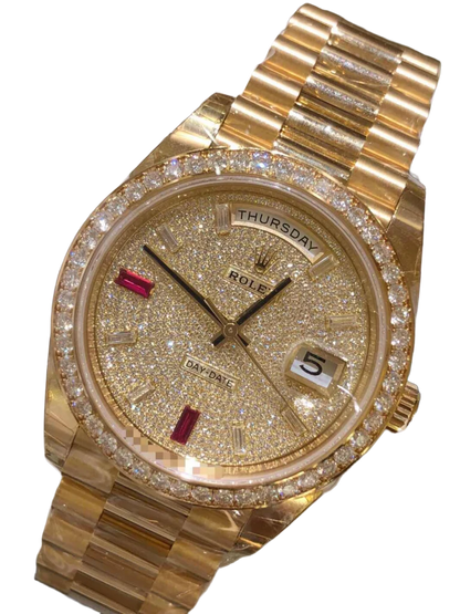 Day-Date 40mm Yellow Gold Diamond Ruby Pave Dial Diamond Bezel 228348RBR