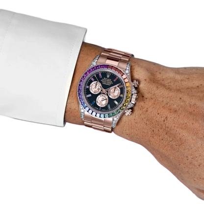 Daytona 116595RBOW Rainbow Rose Gold Black Dial Sapphire Bezel
