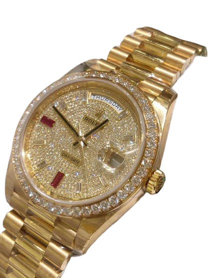 Day-Date 40mm Yellow Gold Diamond Ruby Pave Dial Diamond Bezel 228348RBR