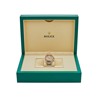 Daytona 126598TRU Yellow Gold Ruby Bezel Diamond Pave Dial