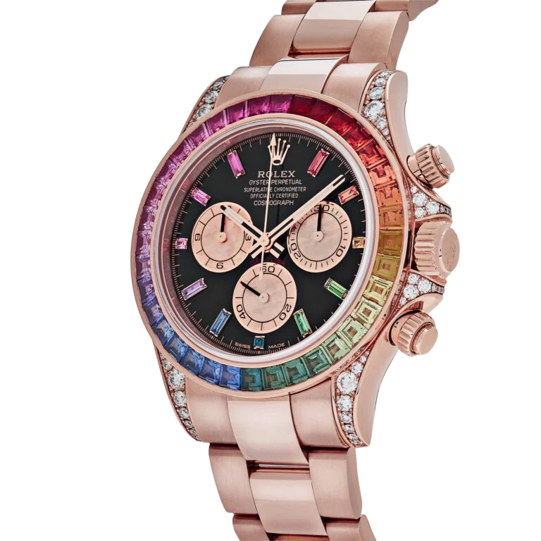 Daytona 116595RBOW Rainbow Rose Gold Black Dial Sapphire Bezel