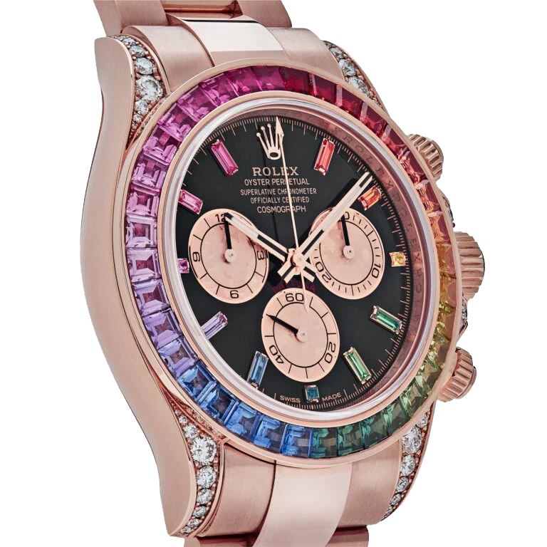Daytona 116595RBOW Rainbow Rose Gold Black Dial Sapphire Bezel