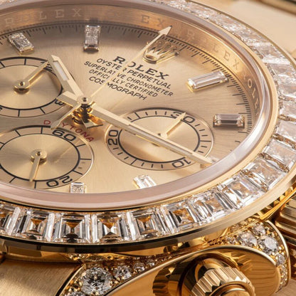 Daytona 18K Yellow Gold Gold Sundust Dial Diamond Bezel Oyster Bracelet 40 mm 126598TBR