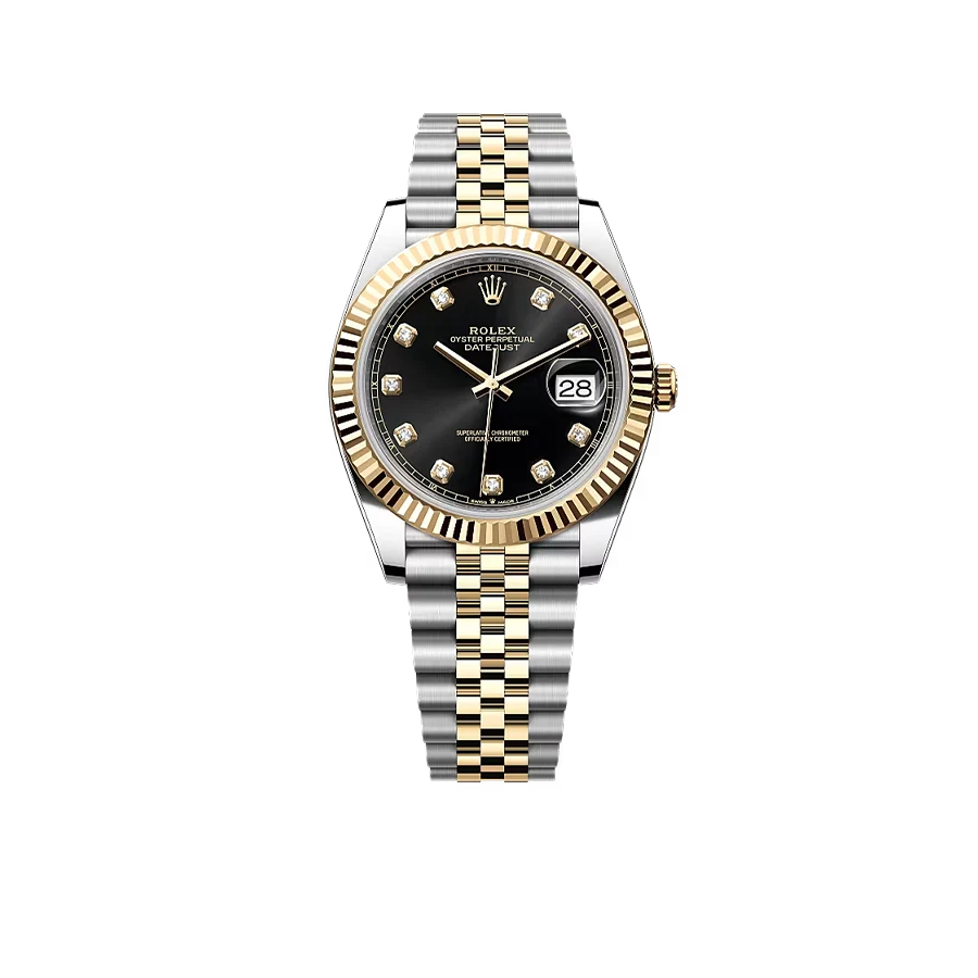 Datejust 41mm Stainless Steel Yellow Gold Black Diamond Dial Jubilee 126333-006