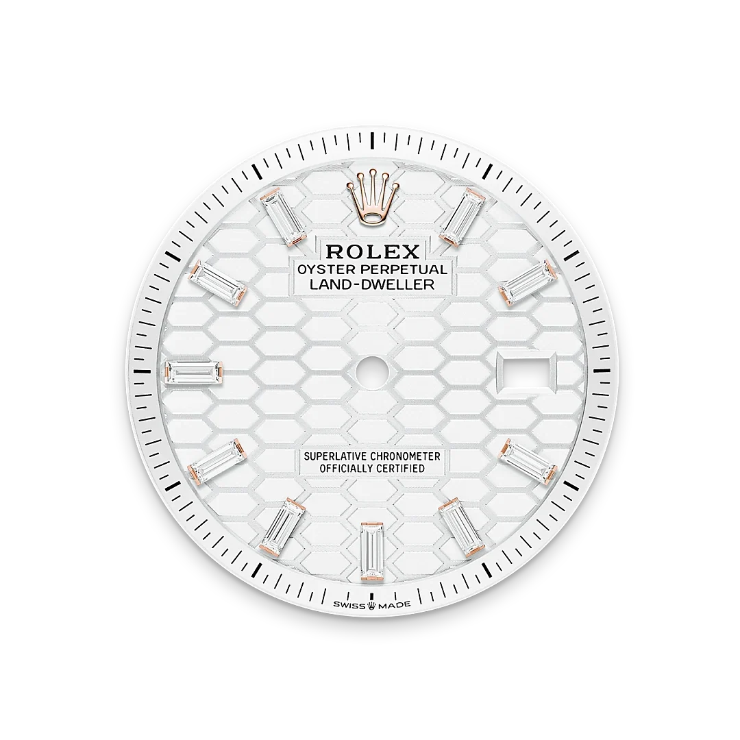 Land-Dweller Oyster 40mm Everosegold & Diamonds Intense White Honeycomb Motif Dial  127385TBR-0003