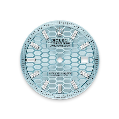 Land-Dweller Oyster 40mm Platinum & Diamonds Ice Blue Honeycomb Motif Dial M127386TBR-0001