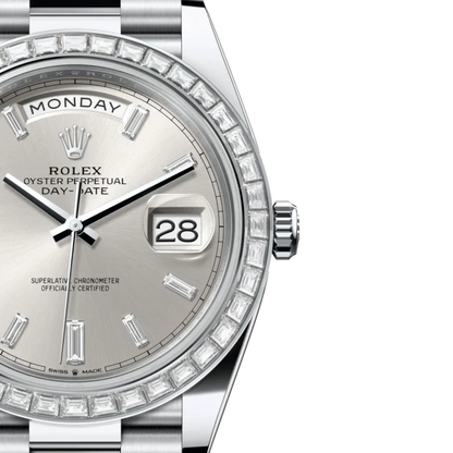 Day-Date 40mm Silver Dial 18 kt White Gold Diamonds 228349RBR-0001