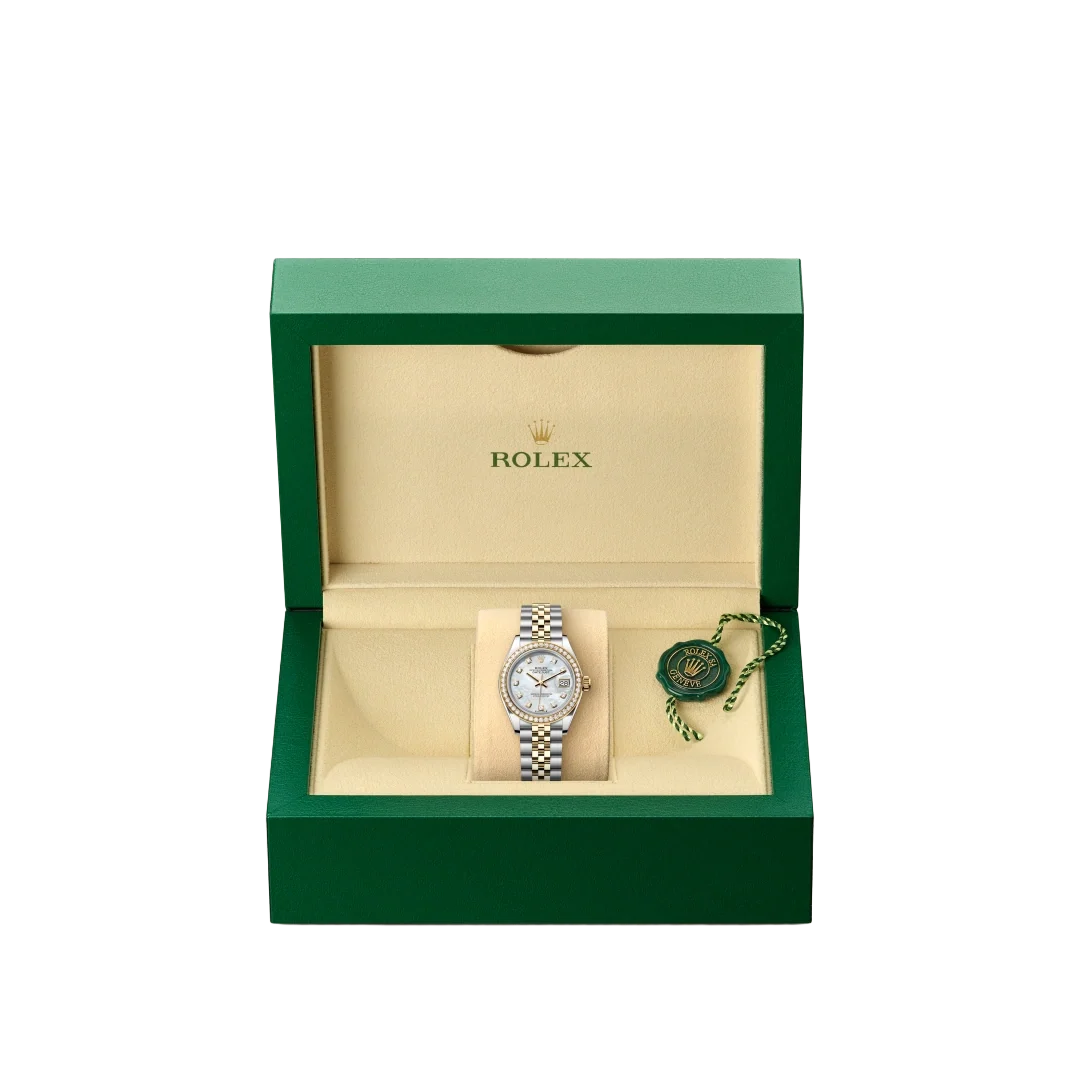 Lady-Datejust 28mm 279383RBR-0019 Oystersteel Mother of Pearl Diamond Dial Diamond Bezel Jubilee