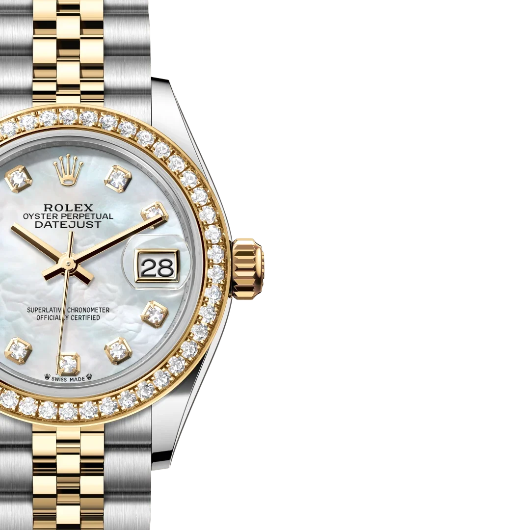Lady-Datejust 28mm 279383RBR-0019 Oystersteel Mother of Pearl Diamond Dial Diamond Bezel Jubilee