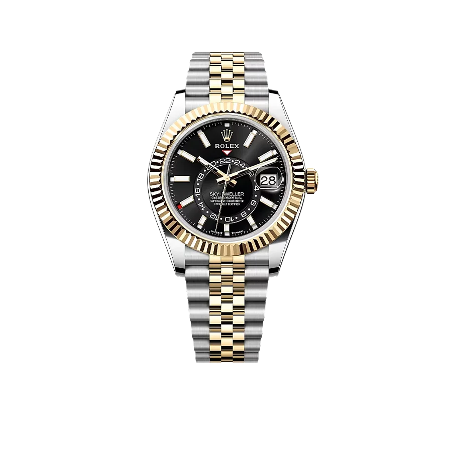 Sky-Dweller 42 mm Oyster, Oystersteel and Yellow Gold 336933 Bright Black