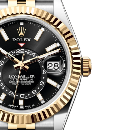 Sky-Dweller 42 mm Oyster, Oystersteel and Yellow Gold 336933 Bright Black