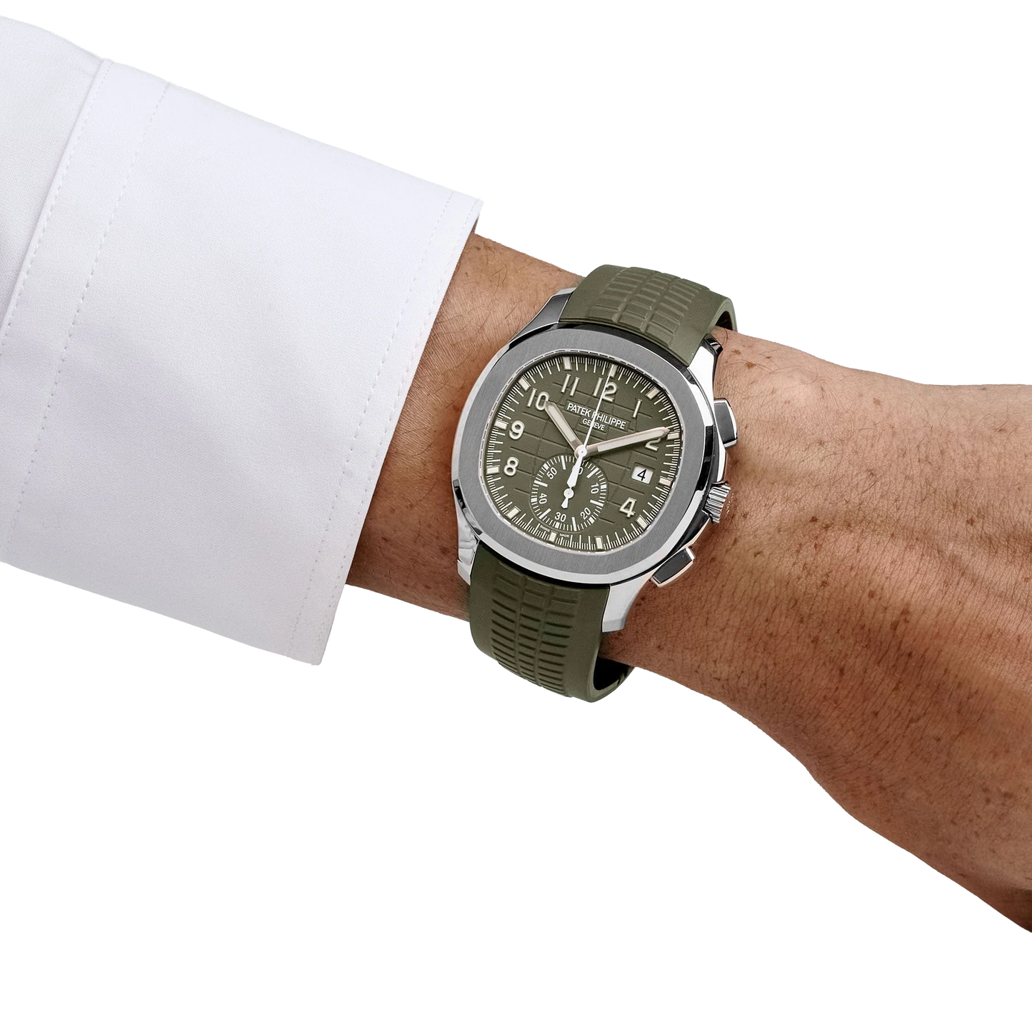 Aquanaut 42mm 5968G-010 Chronograph White Gold Khaki Green Dial