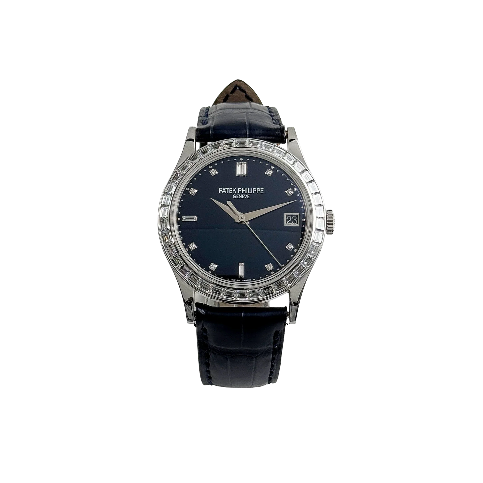 Calatrava 38mm 5298P-012 Platinum Black Diamond Dial Diamond Bezel