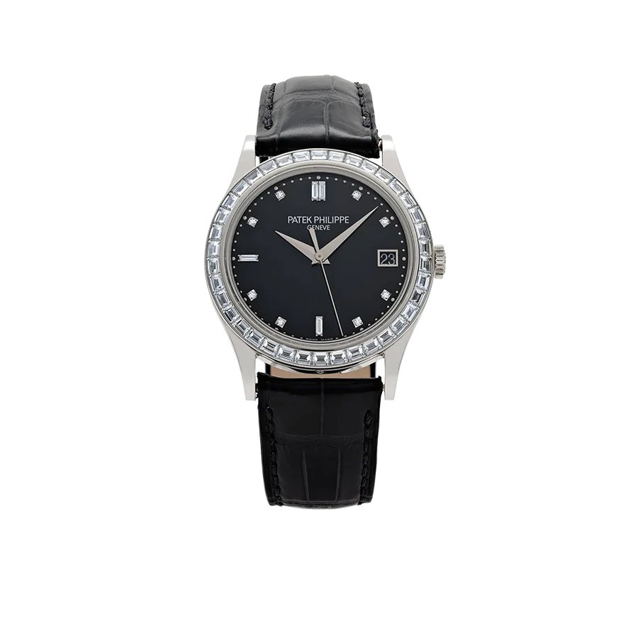 Calatrava 38mm 5298P-012 Platinum Black Diamond Dial Diamond Bezel