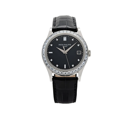 Calatrava 38mm 5298P-012 Platinum Black Diamond Dial Diamond Bezel