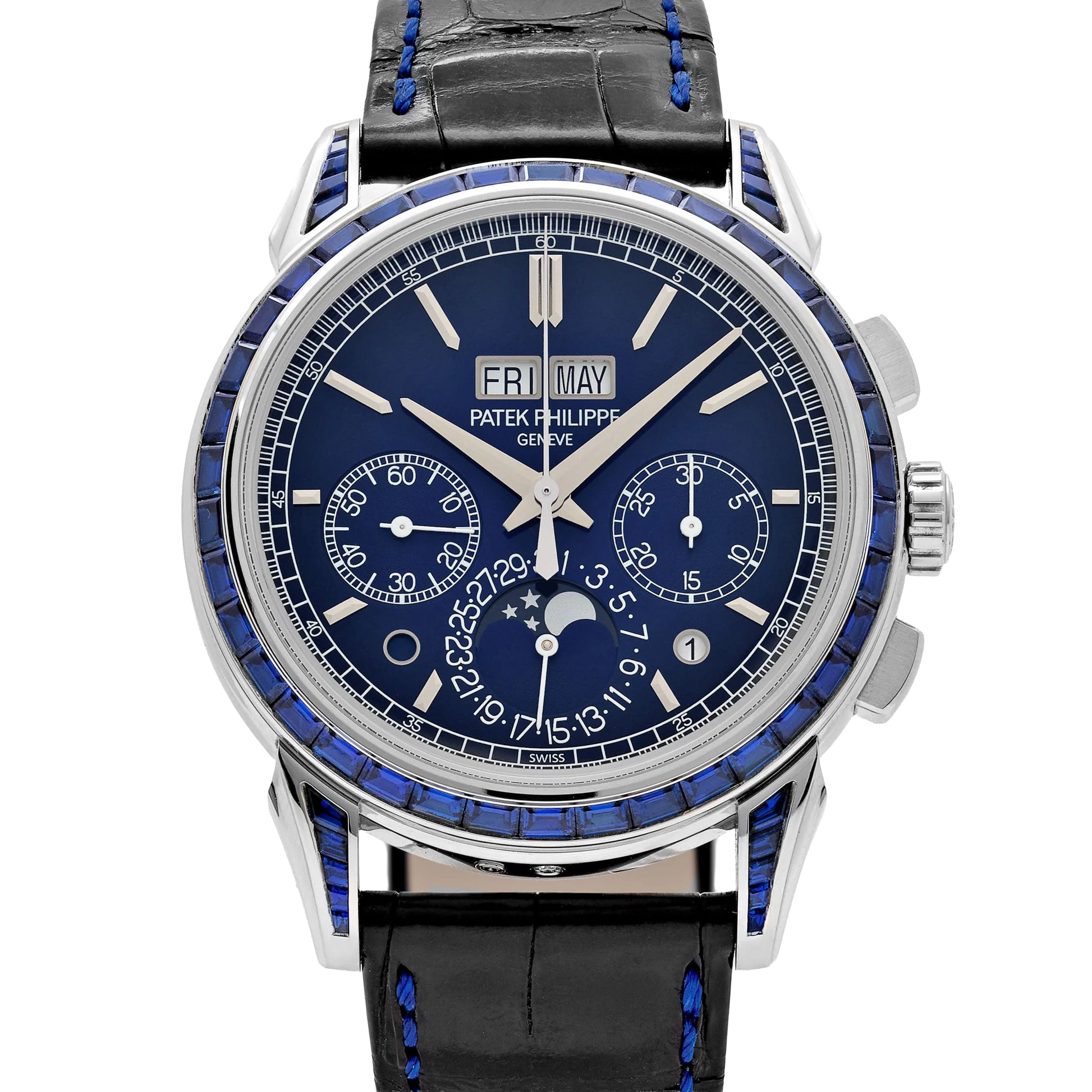 Grand Complications 41mm 5271/11P-010 Perpetual Calendar Chronograph Platinum Baguette Sapphires