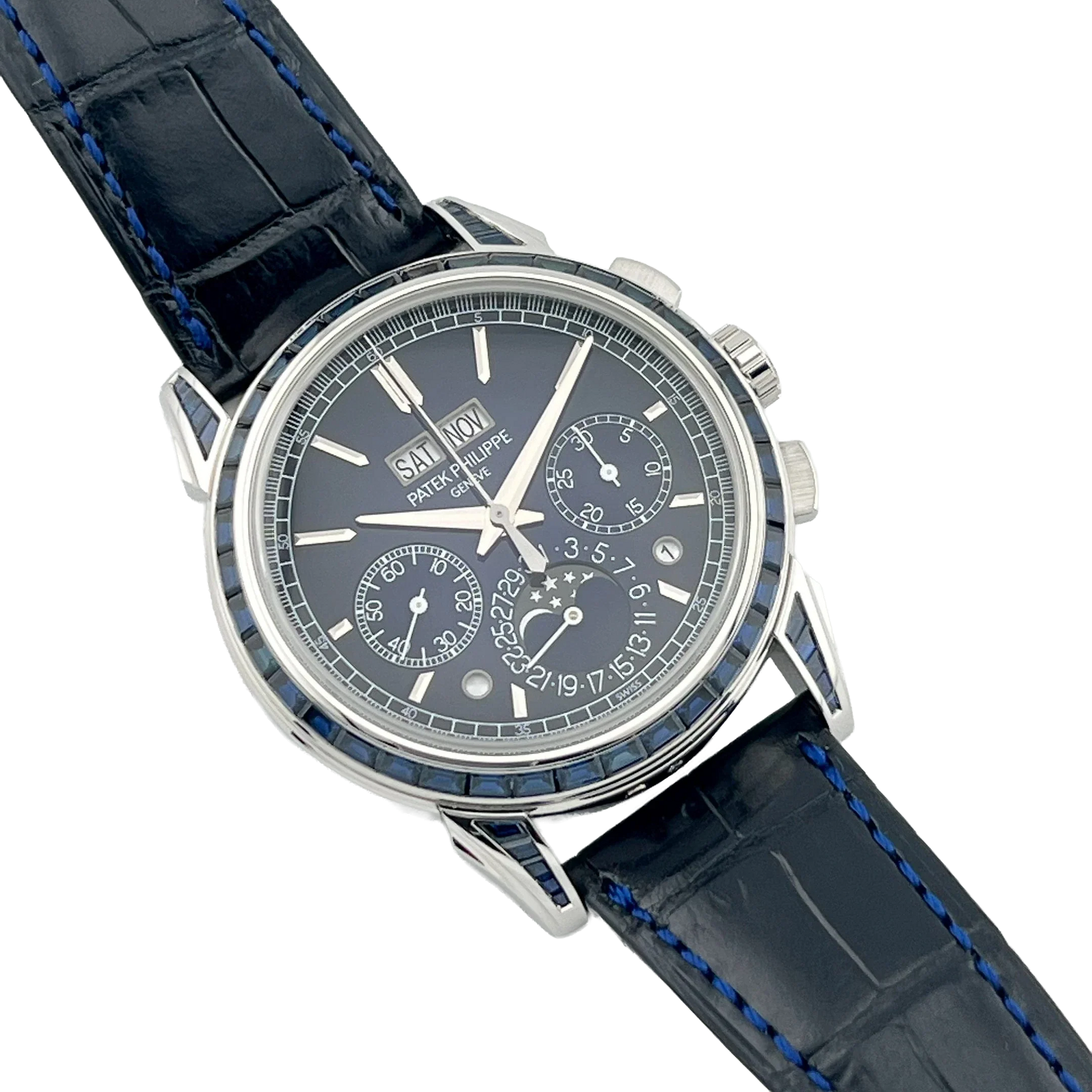 Grand Complications 41mm 5271/11P-010 Perpetual Calendar Chronograph Platinum Baguette Sapphires