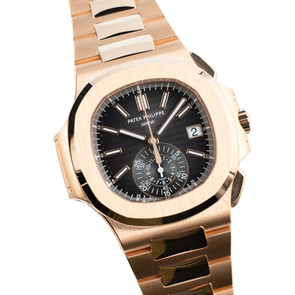 Nautilus 40mm 5980/1R-001 Chronograph Date Rose Gold Black Dial