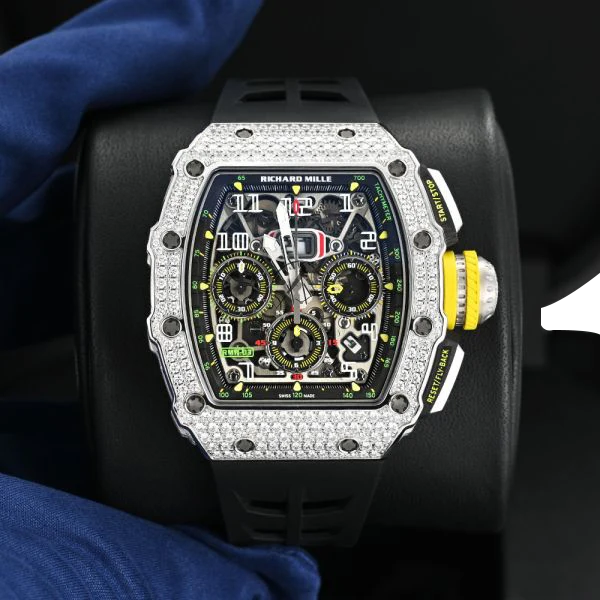 Chronograph &amp; 18K White Gold - Diamond Bezel - Skeleton Dial 50 mm