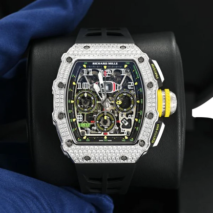 Chronograph &amp; 18K White Gold - Diamond Bezel - Skeleton Dial 50 mm