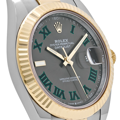 Datejust 41mm Yellow Gold Stainless Steel Wimbledon Slate Dial Oyster 126333