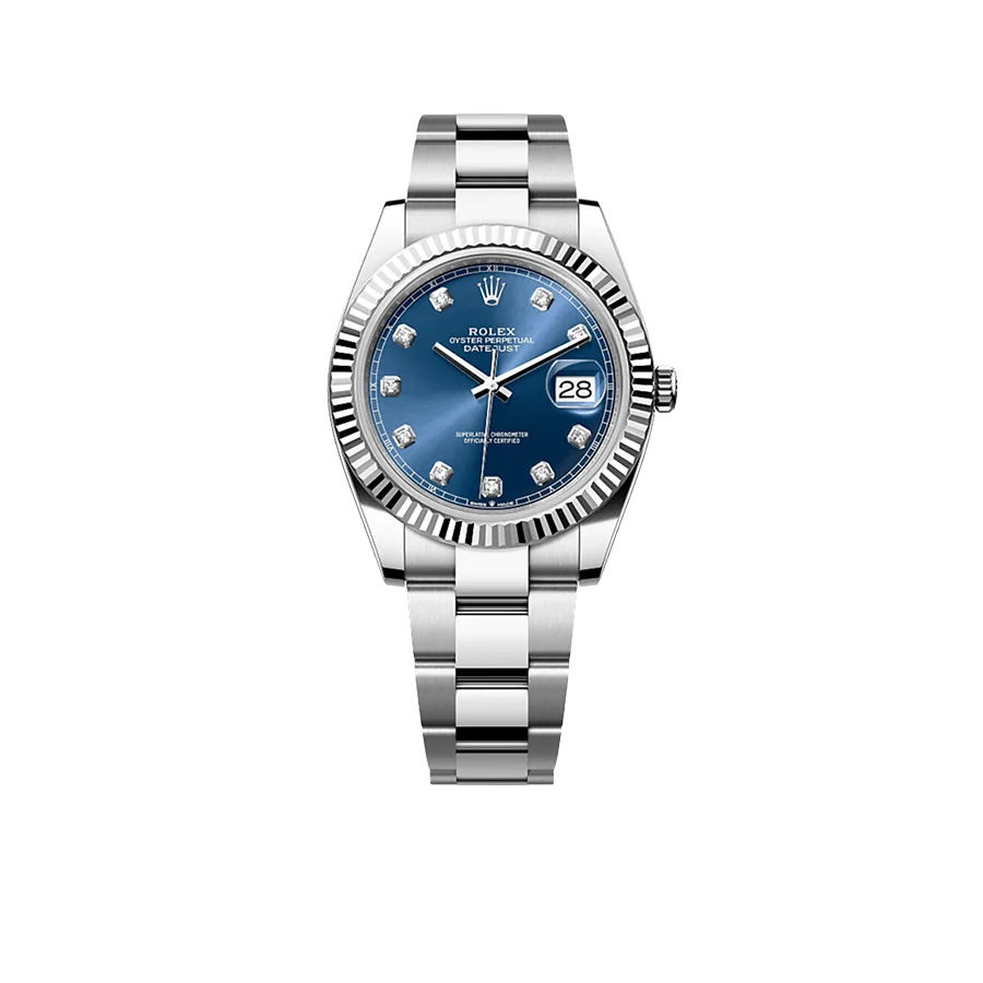 Datejust 41mm Oystersteel and white gold, blue and diamond-set dial 126334-0015