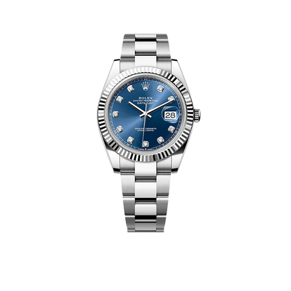 Datejust 41mm Oystersteel and white gold, blue and diamond-set dial 126334-0015