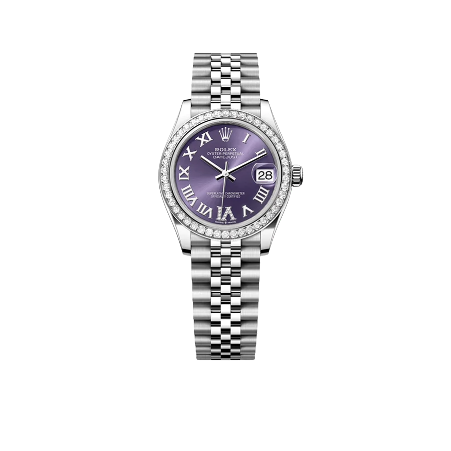 Lady-Datejust 31mm 278384RBR Stainless Steel Diamond Bezel Violet Roman Dial Jubilee