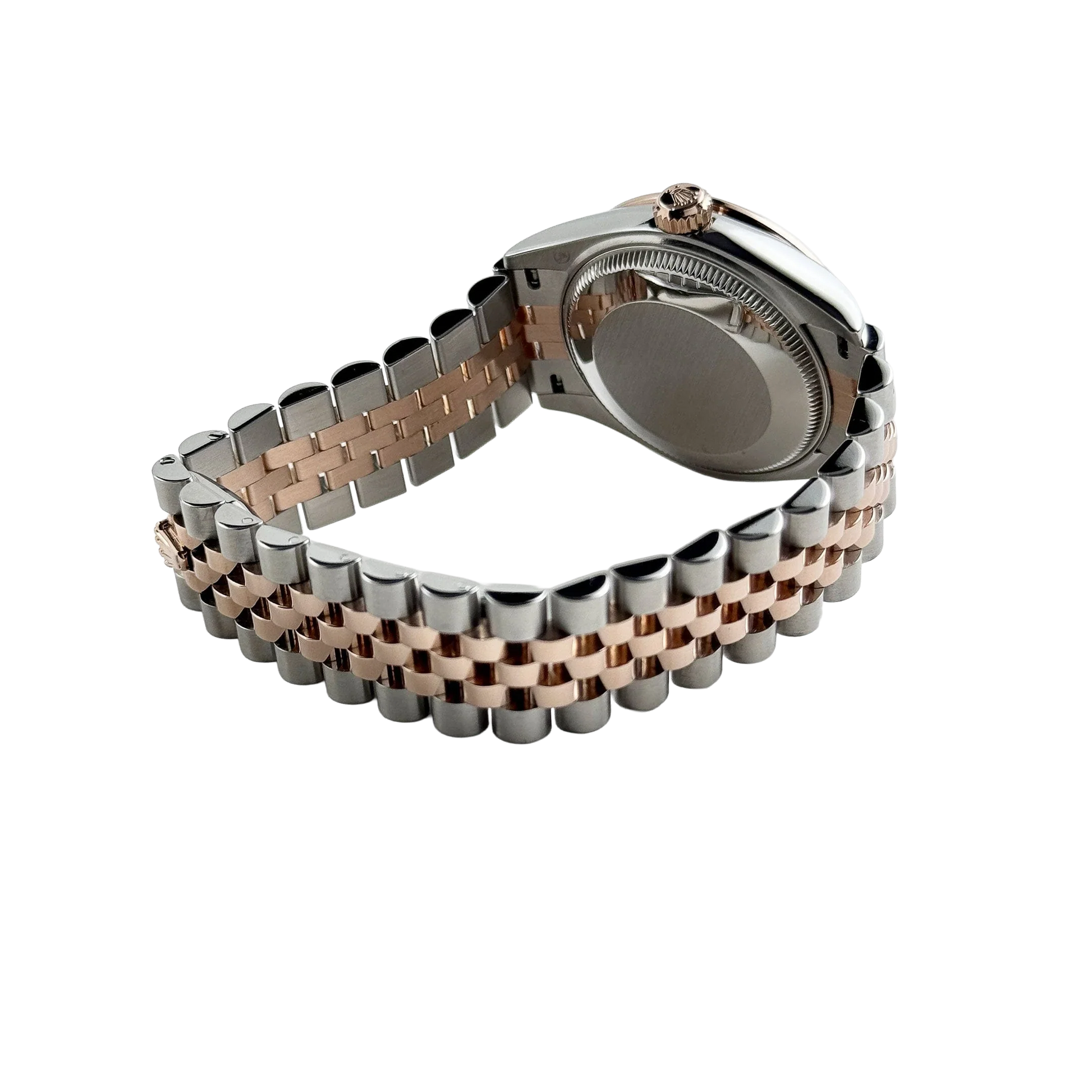 Lady-Datejust 31mm 278381RBR Stainless Steel Rose Gold Brown Roman Numerals Diamond Dial Diamond Bezel Jubilee