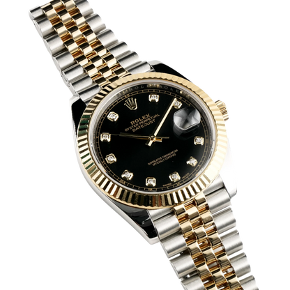 Datejust 41mm Stainless Steel Yellow Gold Black Diamond Dial Jubilee 126333-006