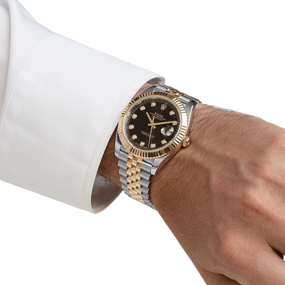 Datejust 41mm Stainless Steel Yellow Gold Black Diamond Dial Jubilee 126333-006