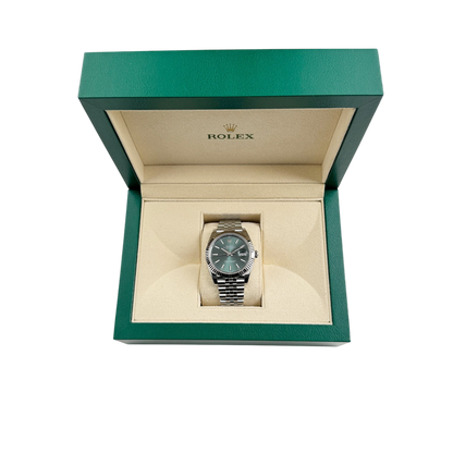 Datejust 41mm Steel White Gold Mint Green Dial Mens Watch 126334-0028