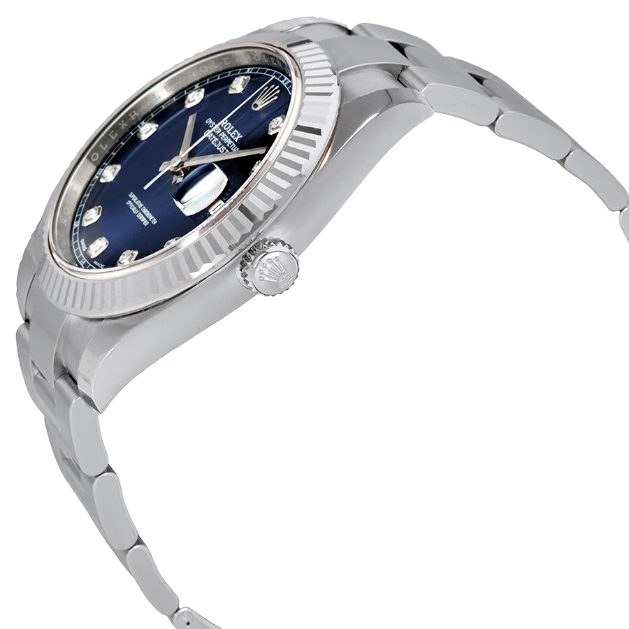 Datejust 41mm Oystersteel and white gold, blue and diamond-set dial 126334-0015