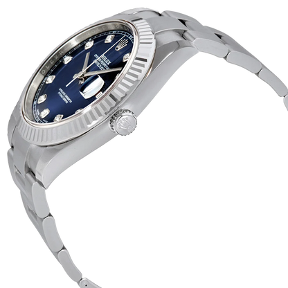 Datejust 41mm Oystersteel and white gold, blue and diamond-set dial 126334-0015