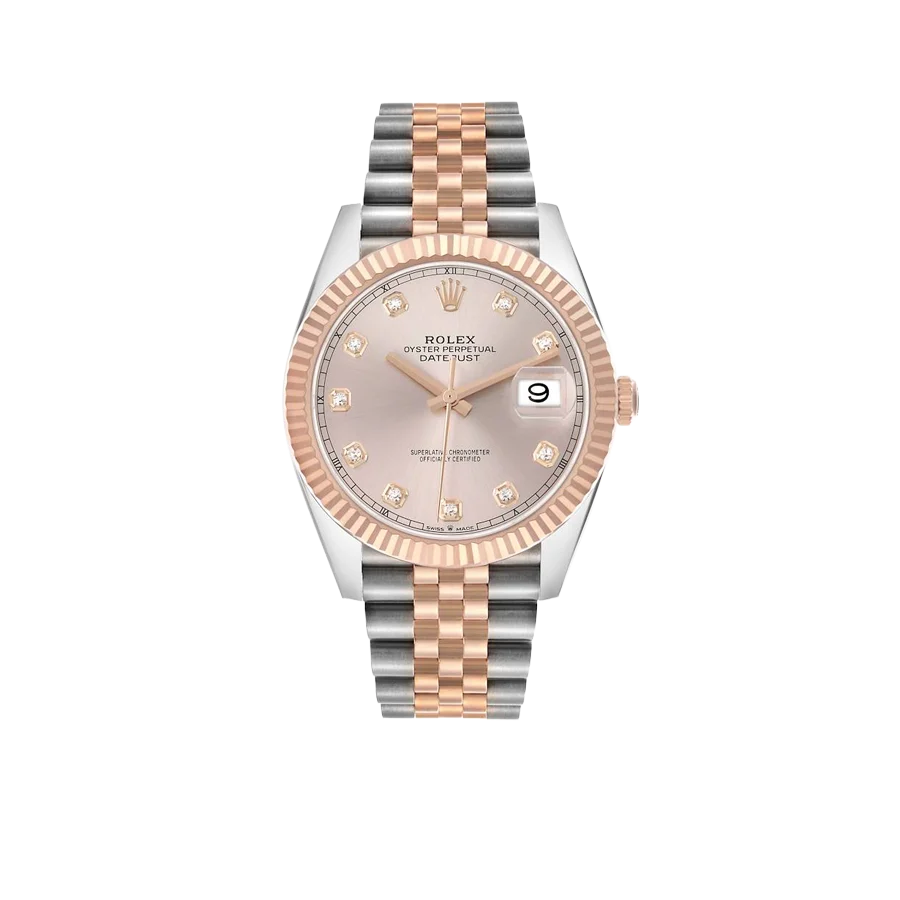 Datejust 41 Steel Everose Gold Sundust Diamond Dial Mens Watch 126331