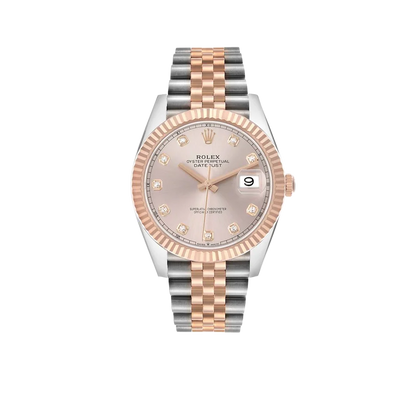 Datejust 41 Steel Everose Gold Sundust Diamond Dial Mens Watch 126331